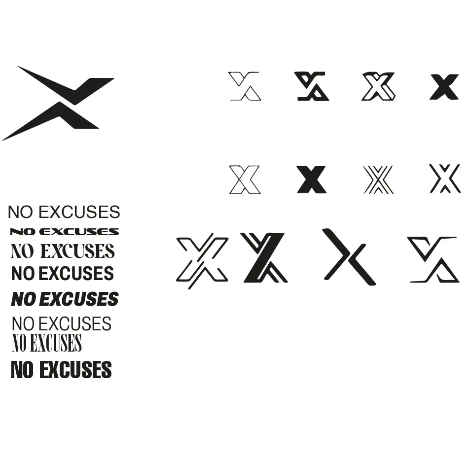 Eksploracja szkiców logo NO EXCUSES