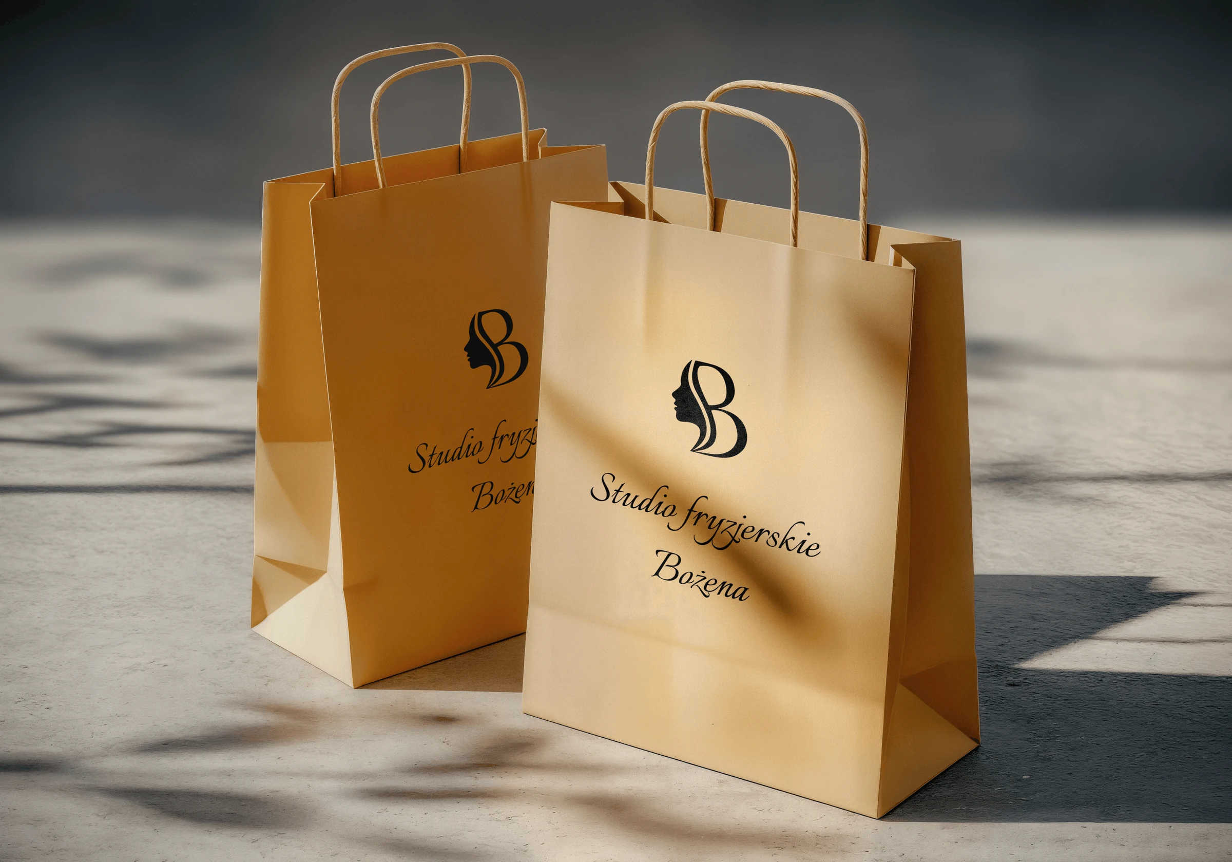 Studio Bożena Hair Salon: Branded paper bags: Outdoor view