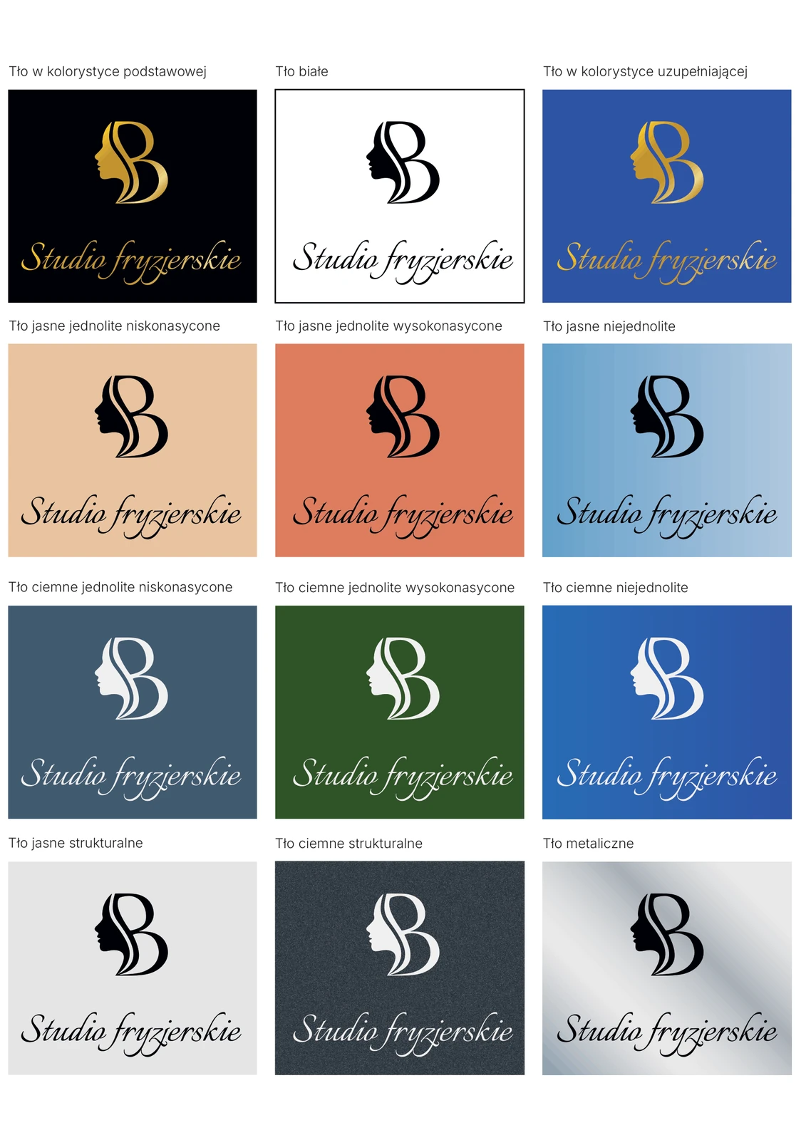 Studio Bożena Hair Salon: Logotype Variations and Colorways