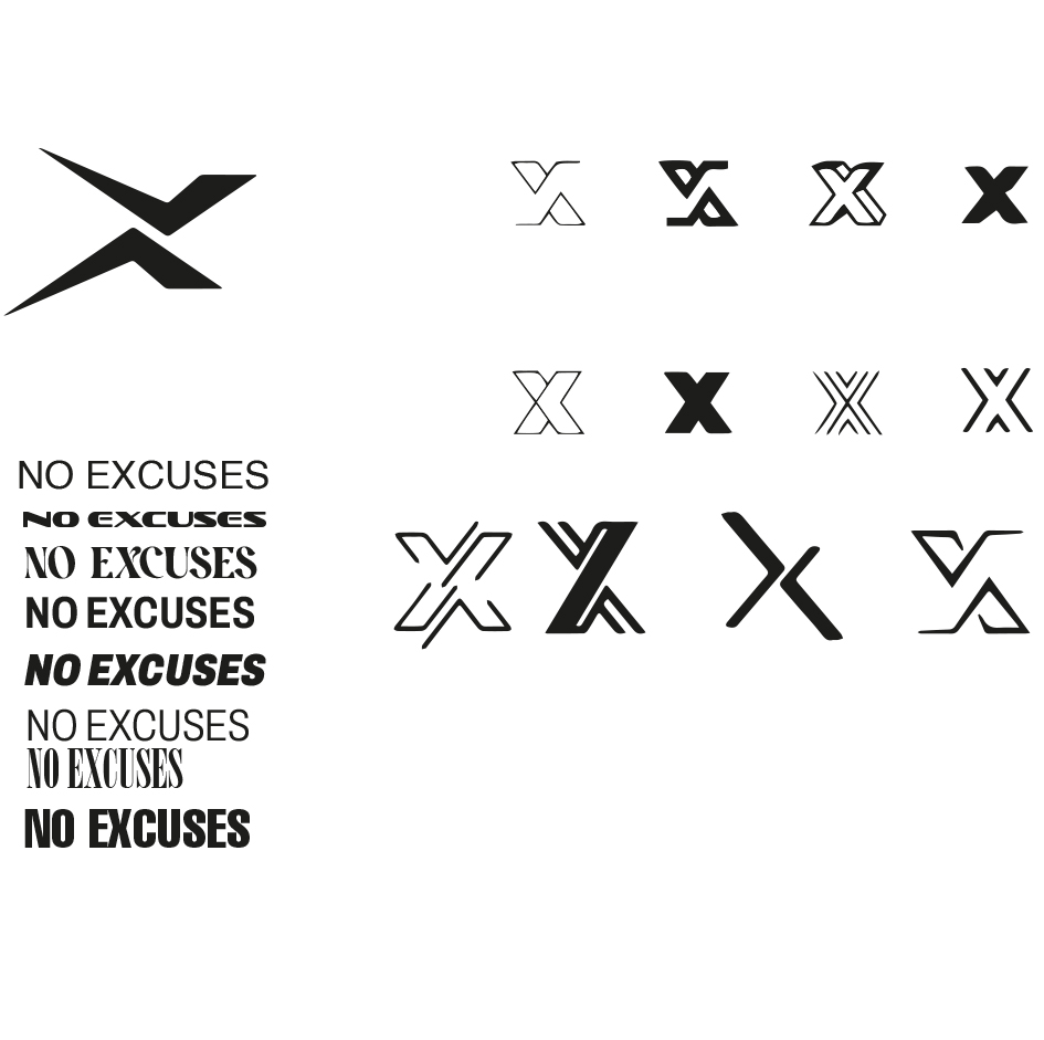 NO EXCUSES logo exploration